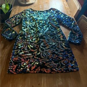 Boohoo Black Dress with Multicolor Sequins